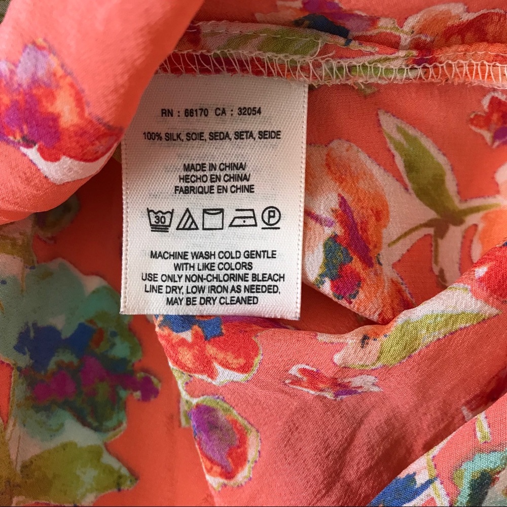 SOLD🚫Maeve Floral Coral Flutter Silk Blouse - Picture 8 of 8